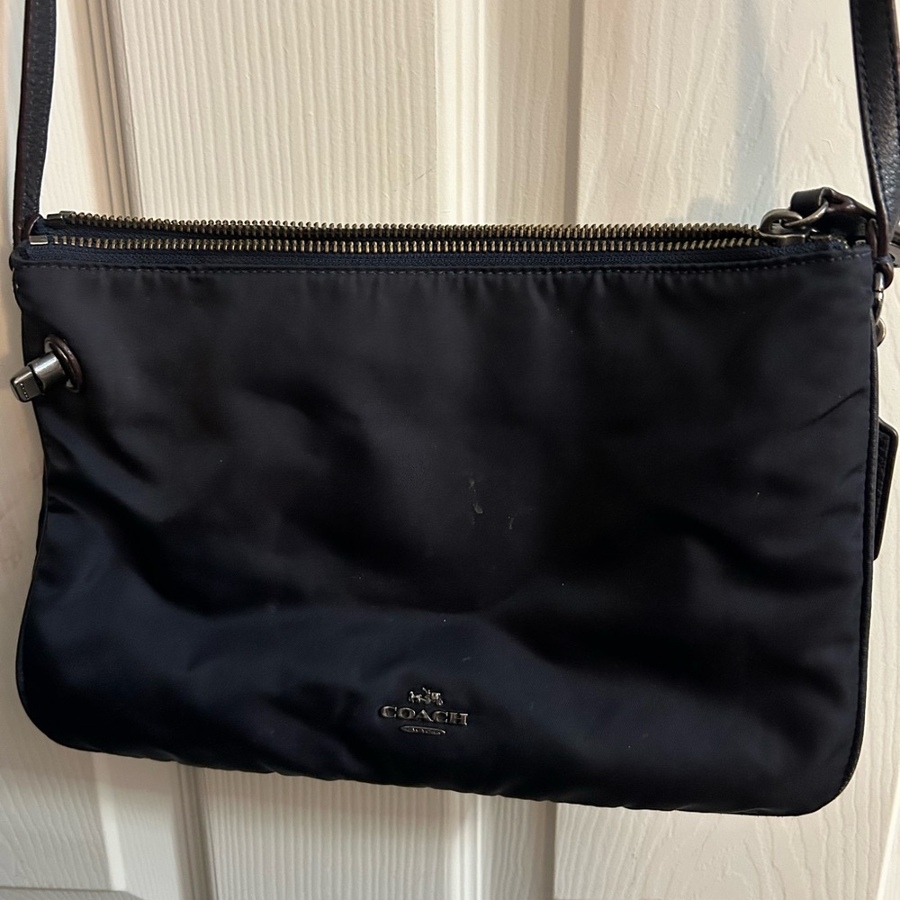 Coach Black and Blue Crossbody Bag with Zipper Closure